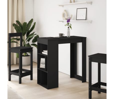 vidaXL Bar Table Black Engineered wood Tall Bar Table Rectangular