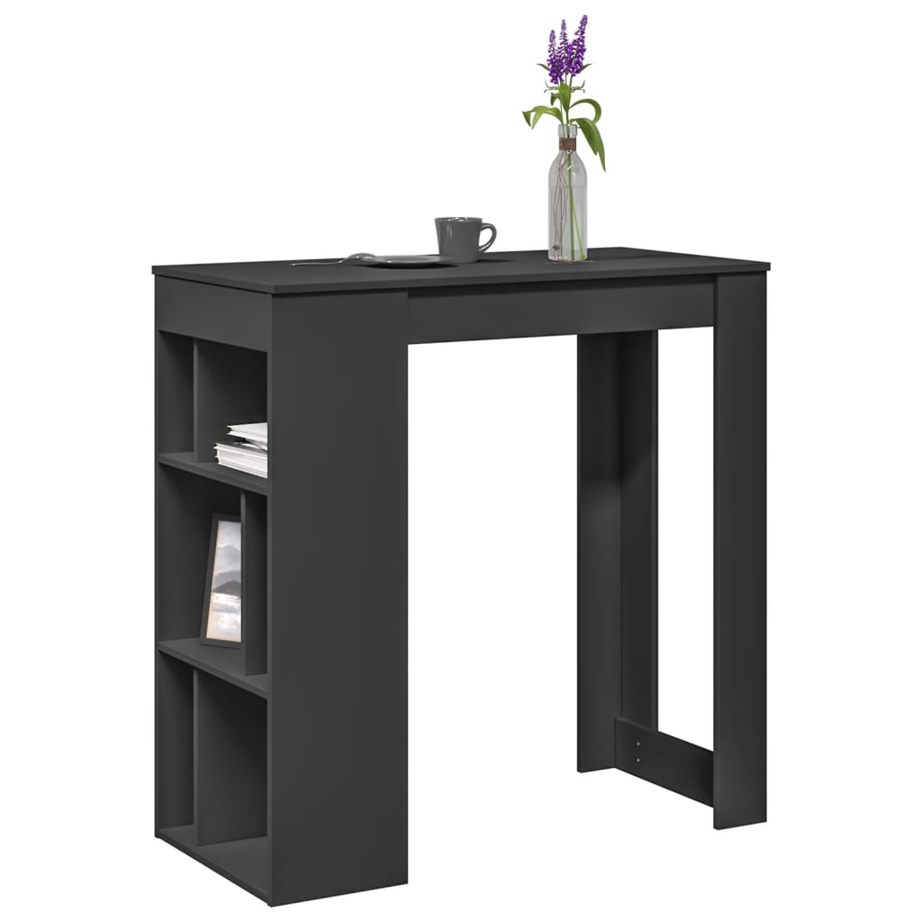 Bartisch mit Regal Schwarz 102x50x103,5 cm Holzwerkstoff