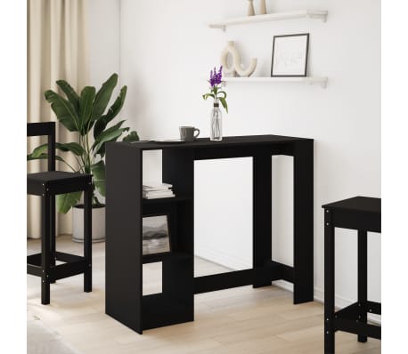 vidaXL Bar Table Black Engineered wood Tall Bar Table Rectangular