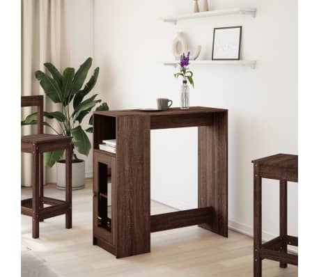 vidaXL Table de bar avec &eacute;tag&egrave;res ch&ecirc;ne marron bois d'ing&eacute;nierie