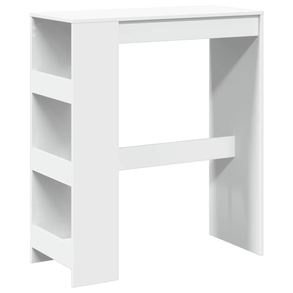 vidaXL baarilaud riiulitega, valge, 90x40x103,5 cm, tehispuit