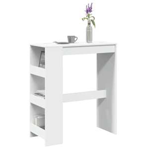 vidaXL baarilaud riiulitega, valge, 90x40x103,5 cm, tehispuit