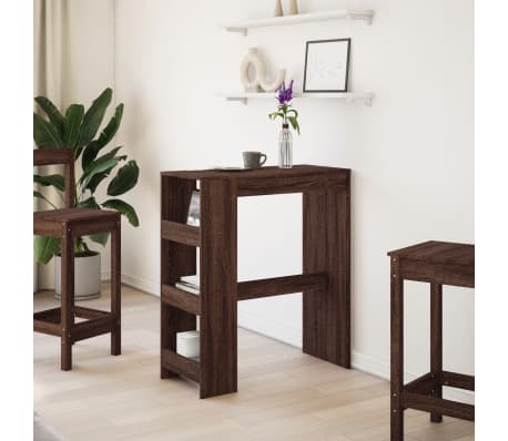vidaXL Table de bar avec &eacute;tag&egrave;res ch&ecirc;ne marron bois d'ing&eacute;nierie