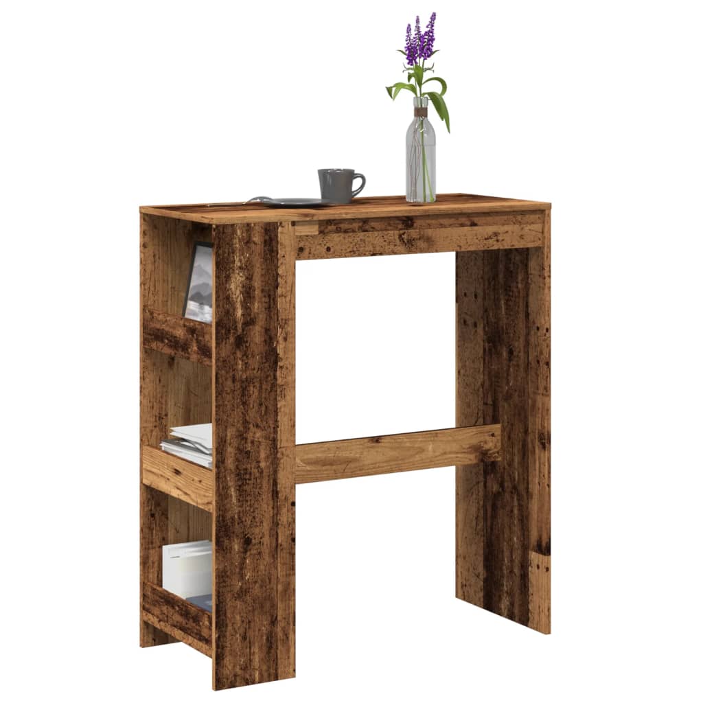 Bartisch mit Regal Altholz-Optik 90x40x103,5 cm Holzwerkstoff