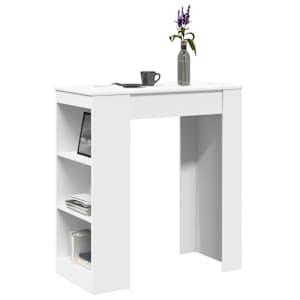 vidaXL baarilaud riiulitega, valge, 95x47x103,5 cm, tehispuit