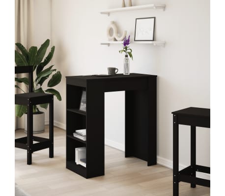 vidaXL bāra galds ar plauktiem, melns, 95x47x103,5 cm