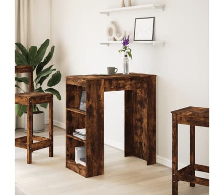 vidaXL Mesa de bar c/ prateleiras derivados de madeira carvalho fumado