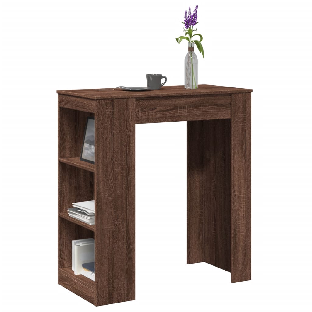 vidaXL Bartisch mit Regal Braun Eiche 95x47x103,5 cm Holzwerkstoff