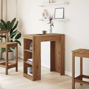 vidaXL Masă bar cu rafturi, stejar artizanal, 95x47x103,5 cm, lemn