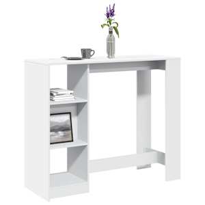 vidaXL baarilaud riiuliga, valge, 124 x 46 x 103,5 cm, tehispuit