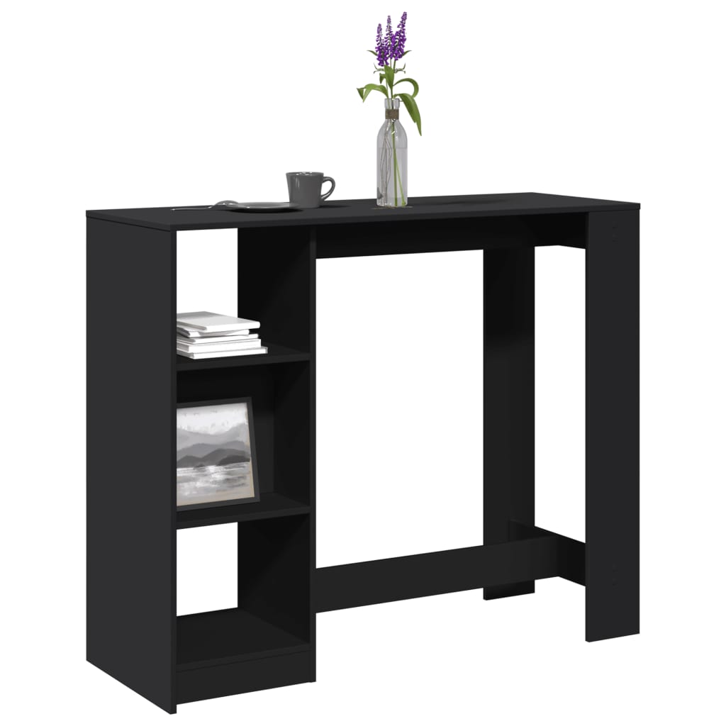 vidaXL Bartisch mit Regal Schwarz 124x46x103,5 cm Holzwerkstoff