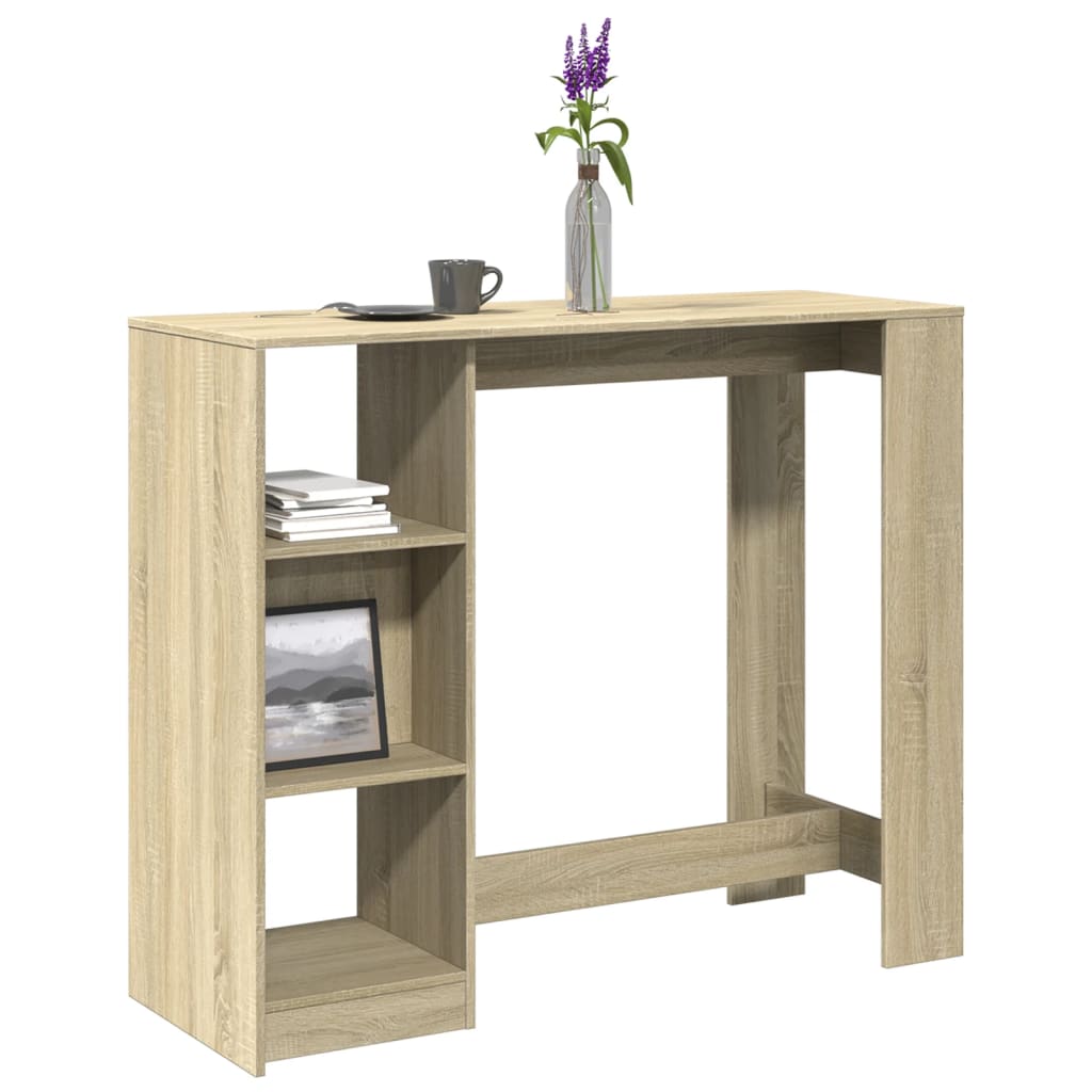 vidaXL Bartisch mit Regal Sonoma-Eiche 124x46x103,5 cm Holzwerkstoff