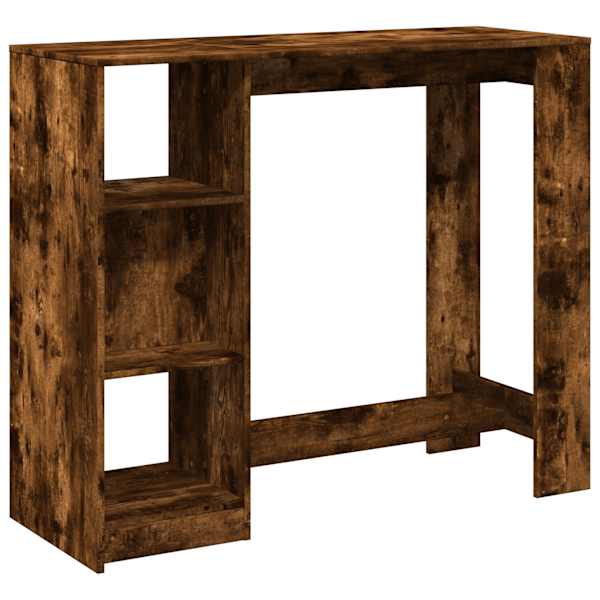 vidaXL baarilaud riiuliga, suitsutatud tamm, 124x46x103,5 cm tehispuit