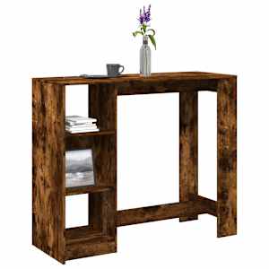 vidaXL baarilaud riiuliga, suitsutatud tamm, 124x46x103,5 cm tehispuit