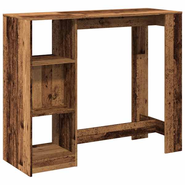 vidaXL baarilaud riiulitega, vana puit, 124x46x103,5 cm, tehispuit