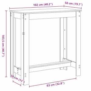 Barový stůl kouřový dub 102 x 50 x 103,5 cm kompozitní dřevo - obrázek 9