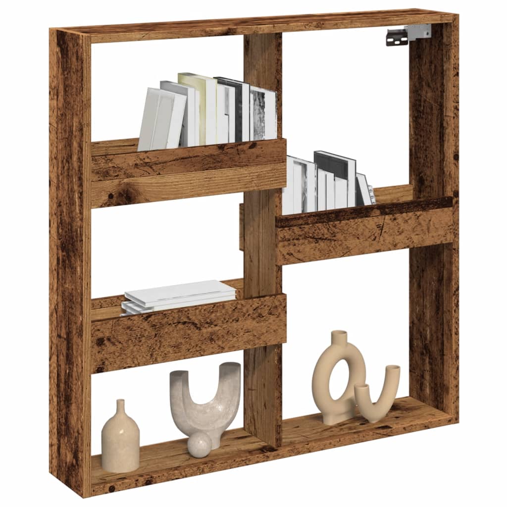 vidaXL Wandkast 80x15x80 cm bewerkt hout oud houtkleurig afbeelding