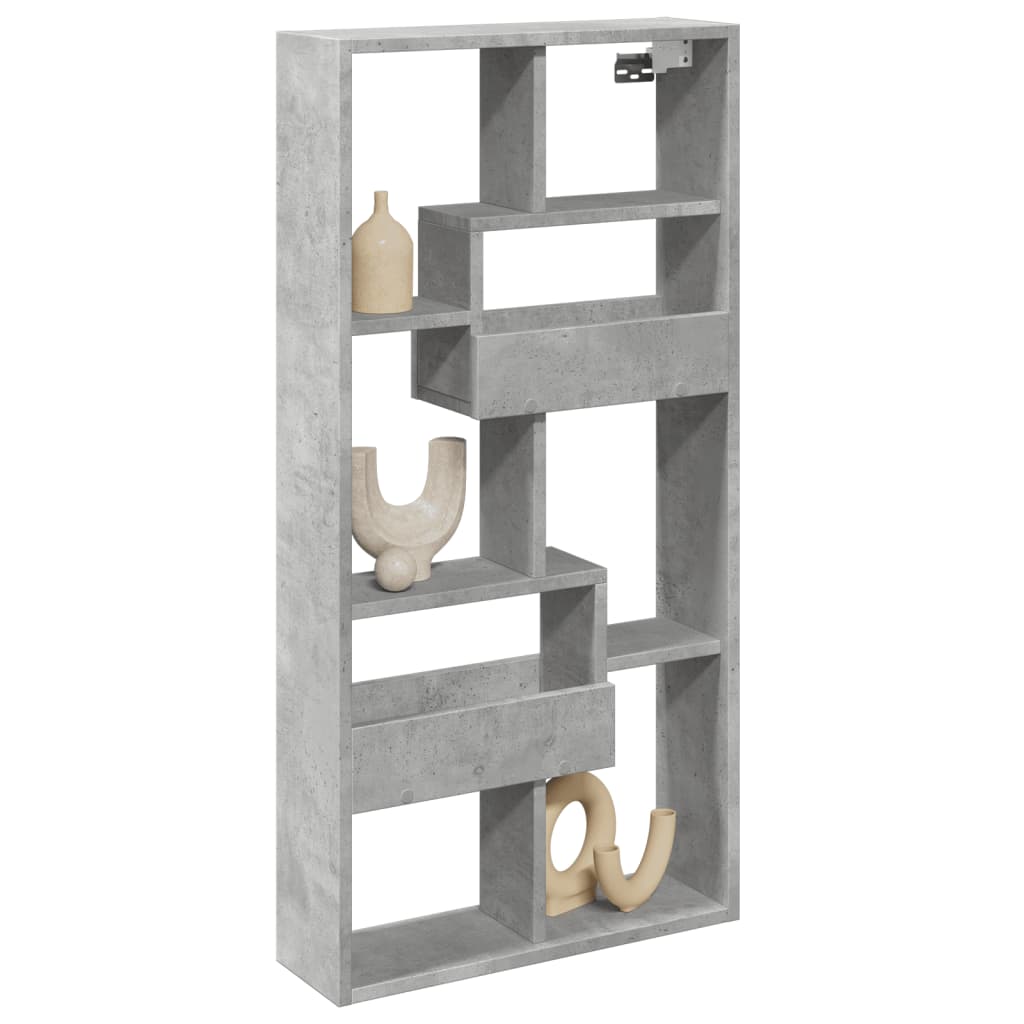 vidaXL Wandkast 50x15x100 cm bewerkt hout betongrijs afbeelding