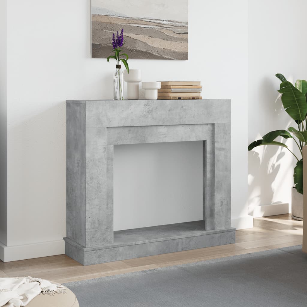 vidaXL betonszürke szerelt fa kandallóburkolat 100 x 30 x 87,5 cm