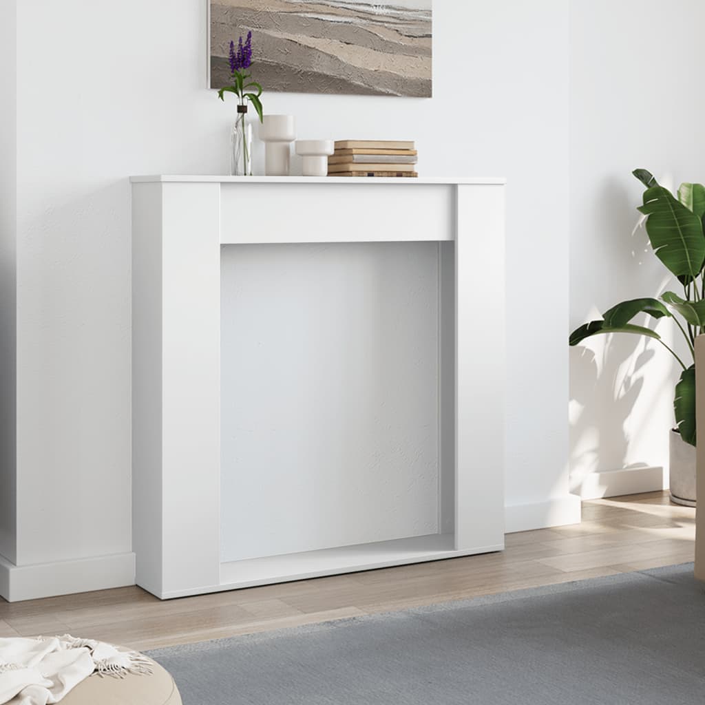vidaXL Obloženie krbu biele 100x20x100 cm kompozitné drevo