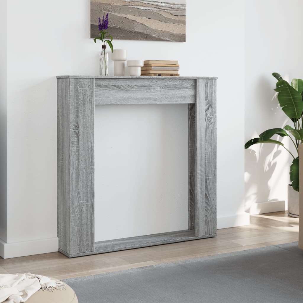 vidaXL szürke sonoma színű szerelt fa kandallóburkolat 100x20x100 cm