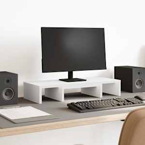 Stojan na monitor bílý 60 x 24 x 10,5 cm kompozitní dřevo