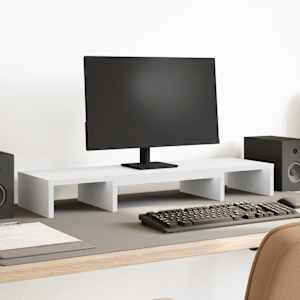 Stojan na monitor bílý 80 x 24 x 10,5 cm kompozitní dřevo - obrázek 1