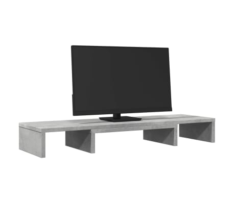 vidaXL Suporte p/ monitor ajust&aacute;vel derivados madeira cinzento cimento