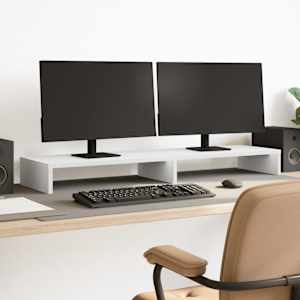 Stojan na monitor bílý 100 x 27 x 10 cm kompozitní dřevo