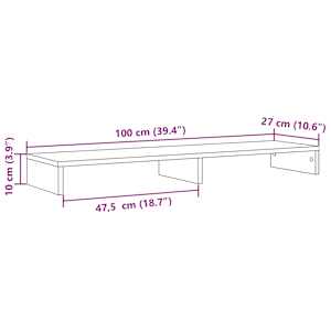 Stojan na monitor dub sonoma 100 x 27 x 10 cm kompozitní dřevo - obrázek 9