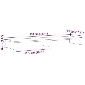 Stojan na monitor kouřový dub 100 x 27 x 10 cm kompozitní dřevo - obrázek 9