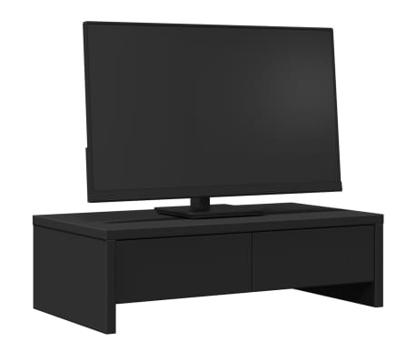 vidaXL Стойка за монитор с чекмедже черна 50x27x15 см инженерно дърво