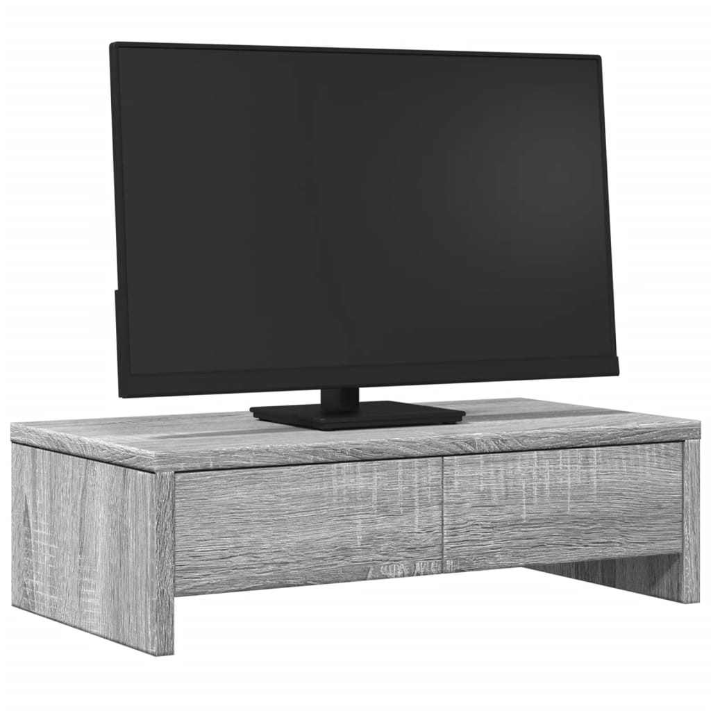 vidaXL szürke sonoma szerelt fa monitorállvány fiókokkal 50x27x15 cm