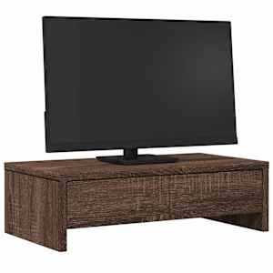 Stojan na monitor se zásuvkami hnědý dub 50x27x15 cm kompozit - obrázek 3