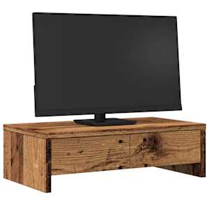 Stojan na monitor se zásuvkami old wood 50x27x15 cm kompozit - obrázek 3