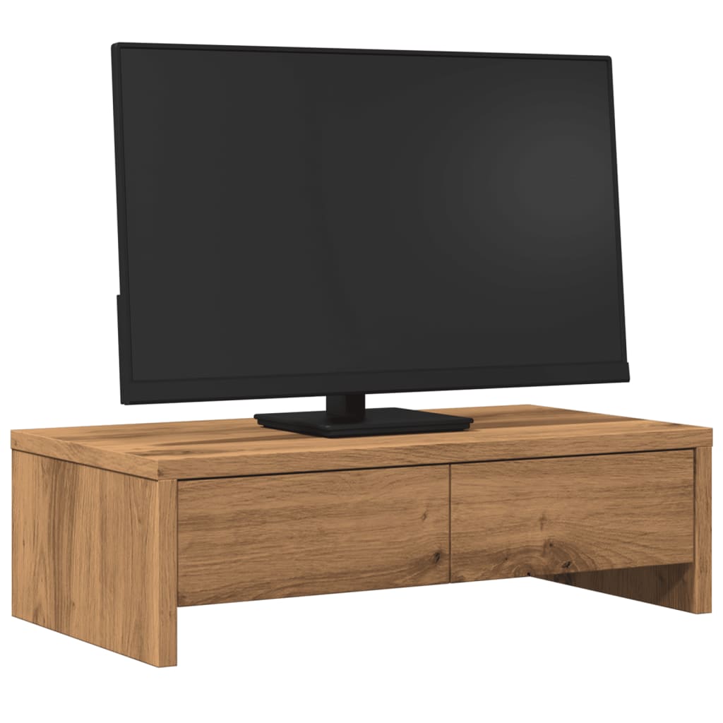 vidaXL Monitorstandaard met lades 50x27x15 cm hout artisanaal eiken afbeelding