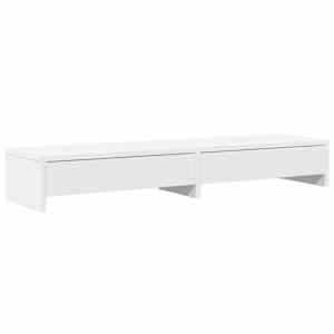 Stojan na monitor se zásuvkami bílý 100 x 27 x 15 cm, z umělého dřeva - obrázek 2
