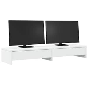 Stojan na monitor se zásuvkami bílý 100 x 27 x 15 cm, z umělého dřeva - obrázek 3