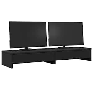 Stojan na monitor se zásuvkami černý 100x27x15 cm kompozit - obrázek 3