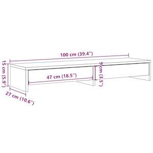 Stojan na monitor se zásuvkami černý 100x27x15 cm kompozit - obrázek 10