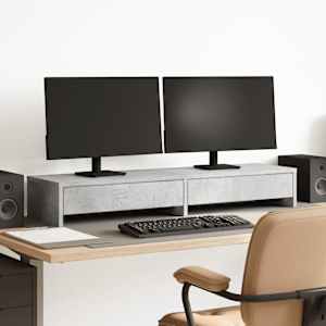 Stojalo za zaslon s predali betonsko siva 100x27x15 cm inž. les