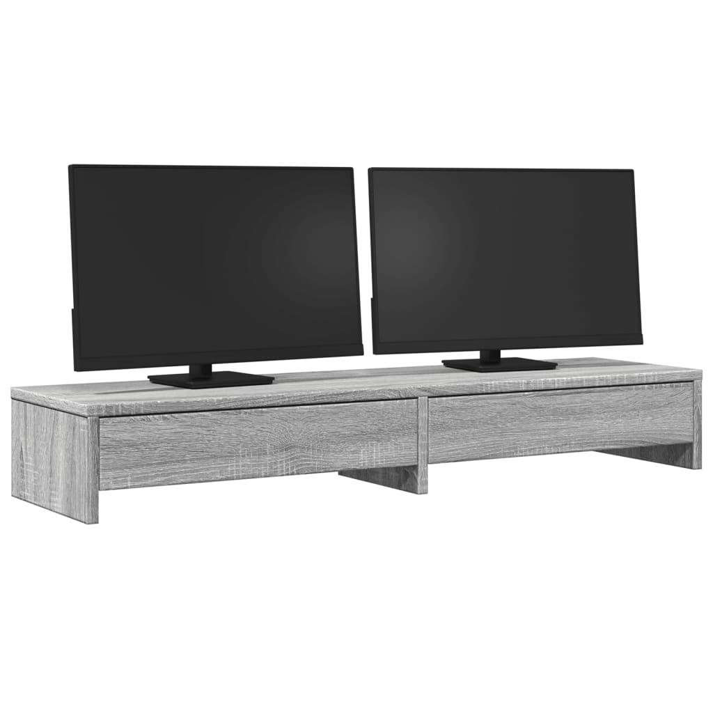 Thumbnail - vidaXL Monitorständer mit Schubladen Grau Sonoma 100x27x15 cm