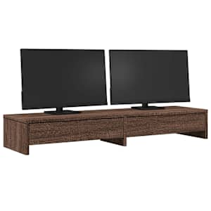 Stojan na monitor se zásuvkami hnědý dub 100x27x15 cm kompozit - obrázek 3