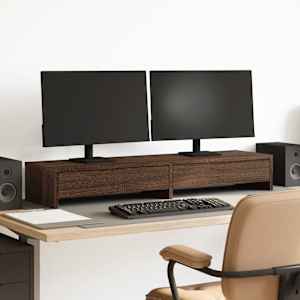 Stojalo za zaslon s predali rjavi hrast 100x27x15 cm inž. les