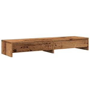 Stojan na monitor se zásuvkami old wood 100x27x15 cm kompozit - obrázek 2