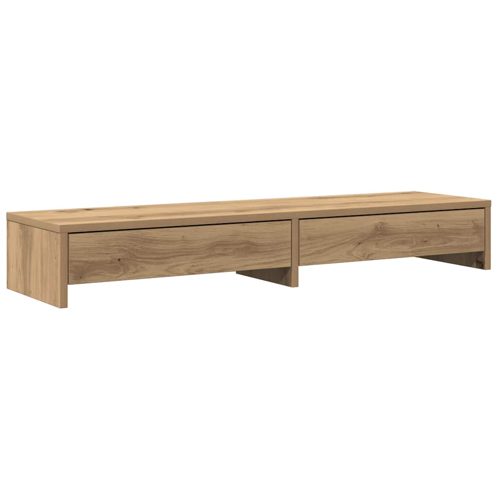 vidaXL Stojan na monitor zásuvky dub artisian 100x27x15 cm komp. drevo