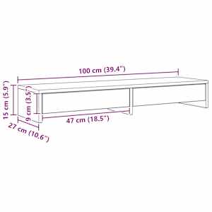 Stojan na monitor se zásuvkami dub artisan 100x27x15cm kompozit - obrázek 10