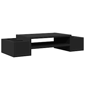 Stojan na monitor s úložným prostorem černý 70x27x15cm kompozit - obrázek 2