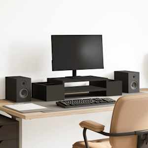 Stojalo za monitor s policami črna 70x27x15 cm inženirski les