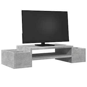 Stojan na monitor s úložným prostorem betonově šedý 70x27x15 cm - obrázek 3